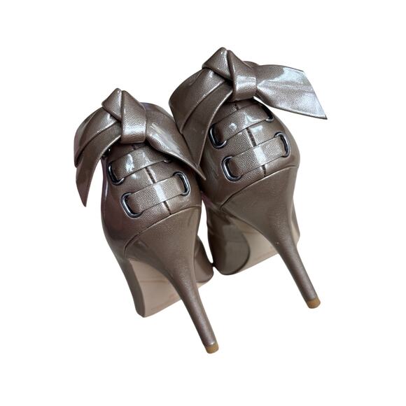 Enzo Angiolini high heel pumps dressy open toe 7M patent flirty bow high heels - Picture 5 of 9